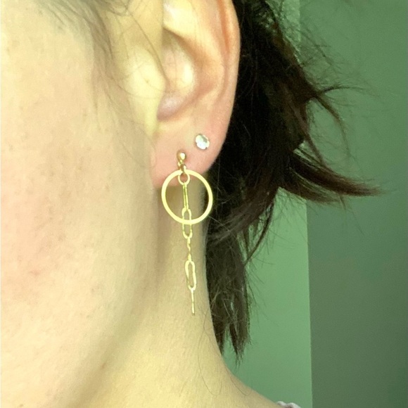 Chic Handmade Gold Drop Chain earrings - Picture 3 of 3